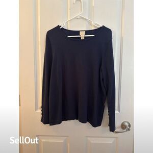 Chico’s Navy 3/4 Sleeve Stretch Knit Top XL – Classic Everyday Basic
